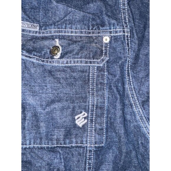 Rocawear Denim Short Sleeve Shirt 2XL Dark Wash Button-Up - Picture 4 of 8